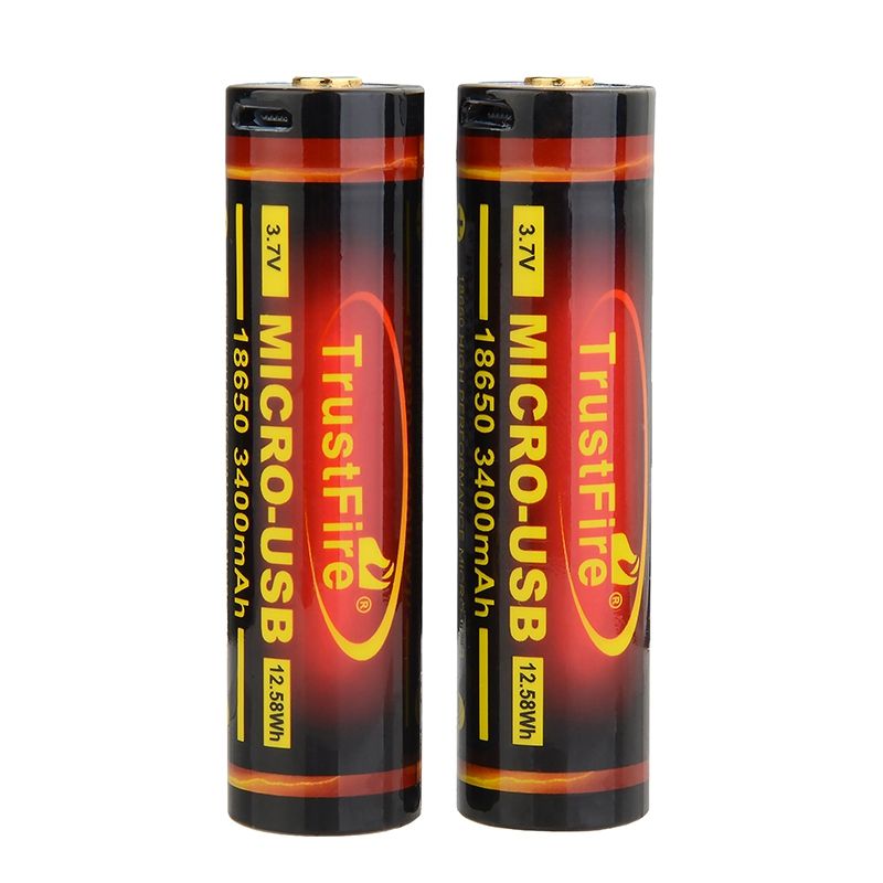 TrustFire 18650 3400mAh Batterie Li-ion rechargeable par Micro USB, haute capacité, puissance écologique pour l'électronique