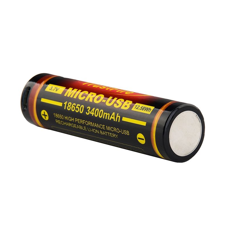 TrustFire 18650 3400mAh Batterie Li-ion rechargeable par Micro USB, haute capacité, puissance écologique pour l'électronique