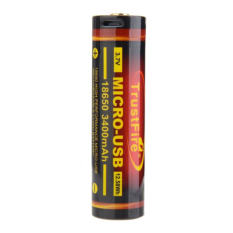 TrustFire 18650 3400mAh Batterie Li-ion rechargeable par Micro USB, haute capacité, puissance écologique pour l'électronique