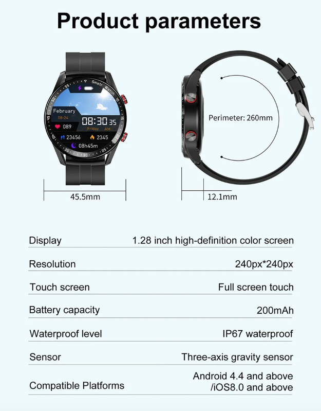 Montre connectée HW20 avec ECG+PPG et appels Bluetooth