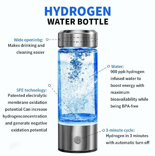 Gobelet d'eau générateur d'hydrogène portable avec filtre ioniseur élégant 420 ml booste l'hydratation et les niveaux d'antioxydants