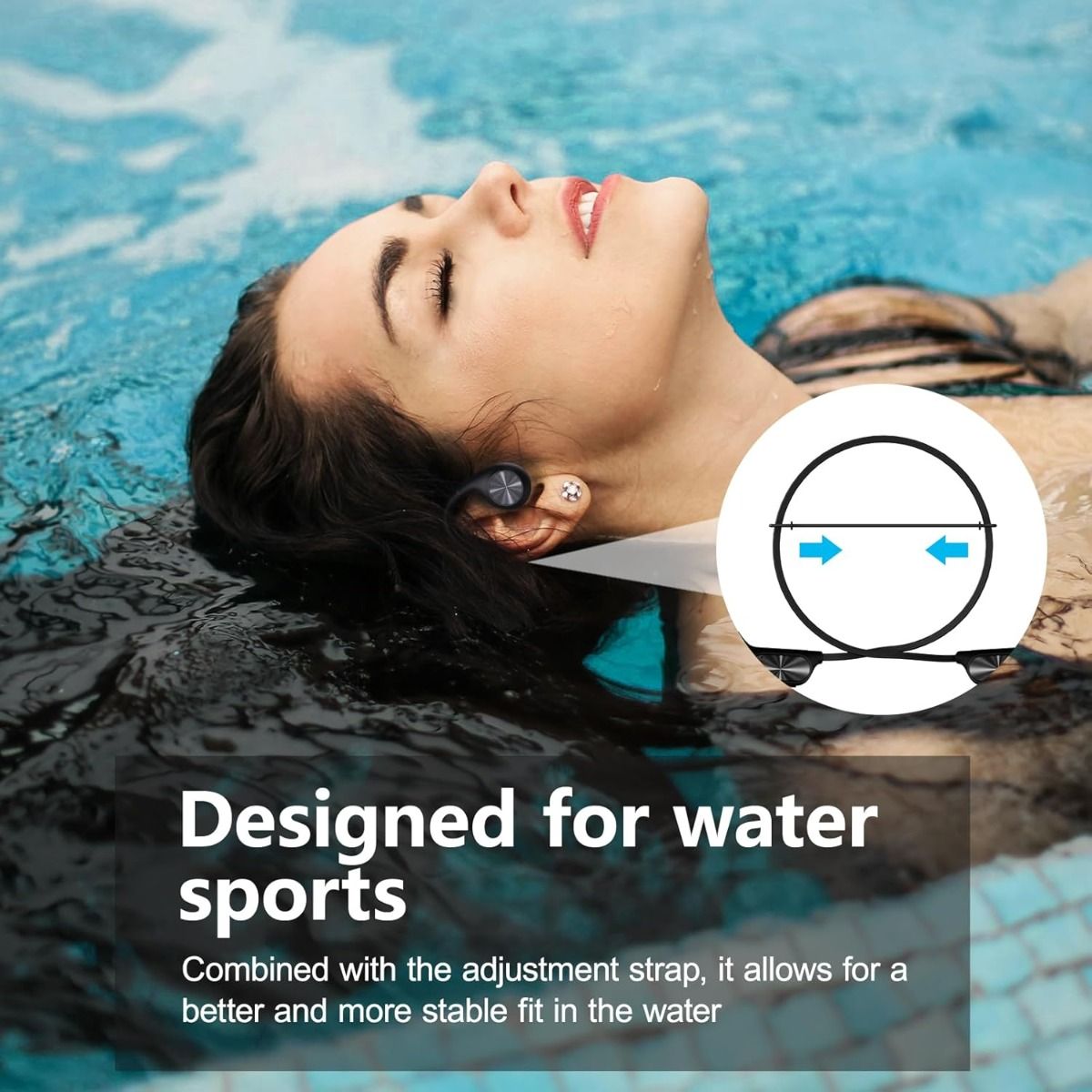 Swimming Bone Conduction Headphones, IPX8 Waterproof, Bluetooth 5.4, 32GB Memory