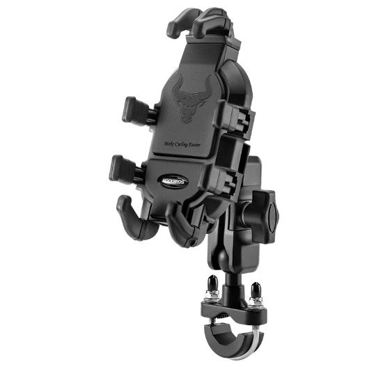 ROCKBROS Support de téléphone en aluminium durable pour moto et vélo, avec support réglable à absorption des chocs en silicone