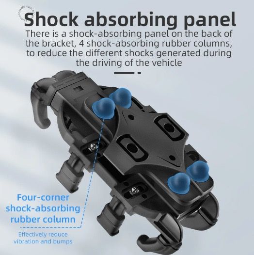 ROCKBROS Support de téléphone en aluminium durable pour moto et vélo, avec support réglable à absorption des chocs en silicone