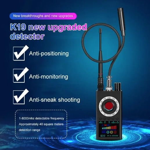 Détecteur de signaux RF sans fil K19, traceur GPS, dispositif de sécurité compact pour la protection de la vie privée et la détection de surveillance.