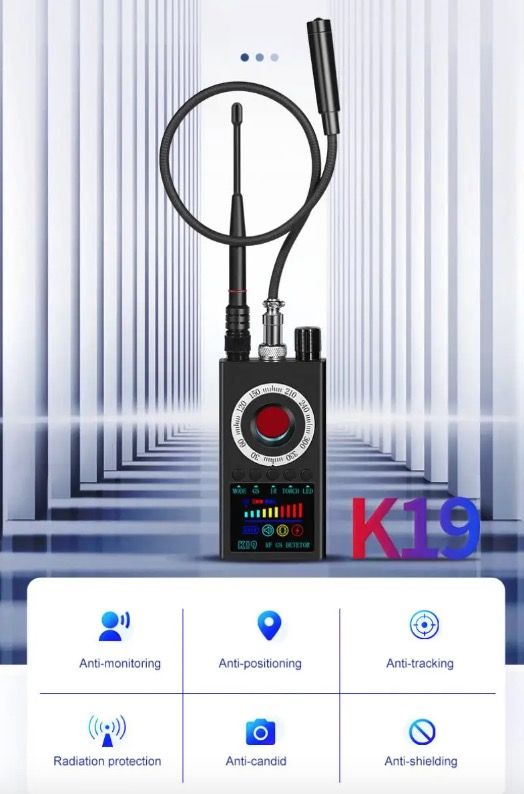 Détecteur de signaux RF sans fil K19, traceur GPS, dispositif de sécurité compact pour la protection de la vie privée et la détection de surveillance.