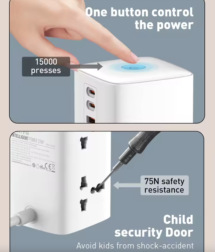 LDNIO Tour Multiprise Cubique avec Prises, Stations de Charge 70W, Filtre de Ligne 4 Prises, Fiche Type UK US EU vers Adaptateur Universel