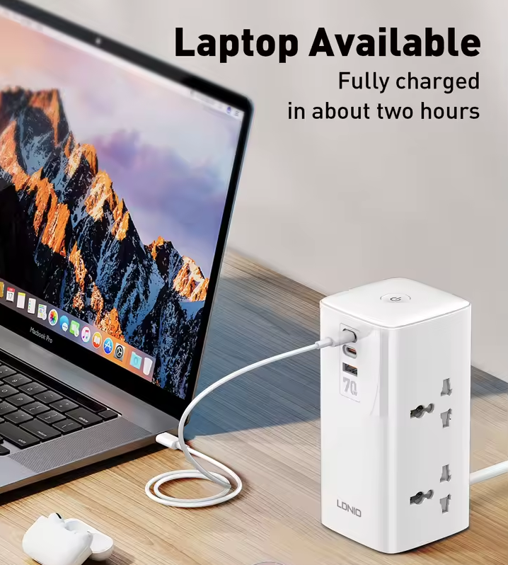 LDNIO Tour Multiprise Cubique avec Prises, Stations de Charge 70W, Filtre de Ligne 4 Prises, Fiche Type UK US EU vers Adaptateur Universel