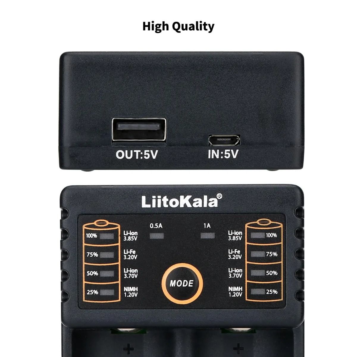 Chargeur intelligent Liitokala Lii-202 pour batteries lithium NiMH 18650, 26650, 21700, double canal avec sortie USB