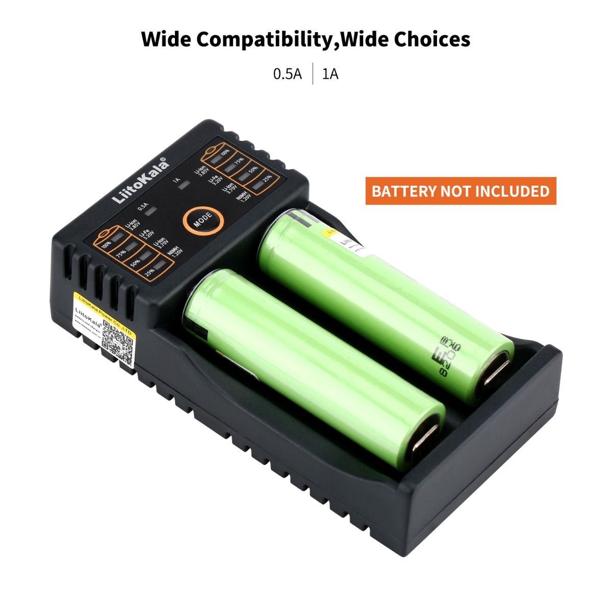 Chargeur intelligent Liitokala Lii-202 pour batteries lithium NiMH 18650, 26650, 21700, double canal avec sortie USB