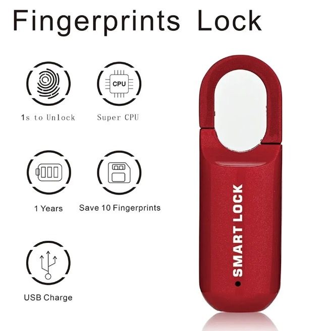 Cadenas à empreinte digitale mini, déverrouillage rapide, accès sans clé, cadenas durable avec design léger pour la sécurité en voyage