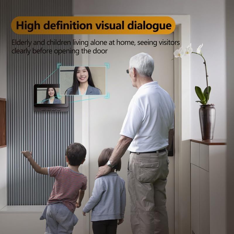 Caméras de sonnette sans fil avec écran de surveillance, étanches, audio bidirectionnel, sans abonnement, sans besoin de WiFi.