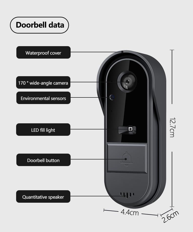 Caméras de sonnette sans fil avec écran de surveillance, étanches, audio bidirectionnel, sans abonnement, sans besoin de WiFi.