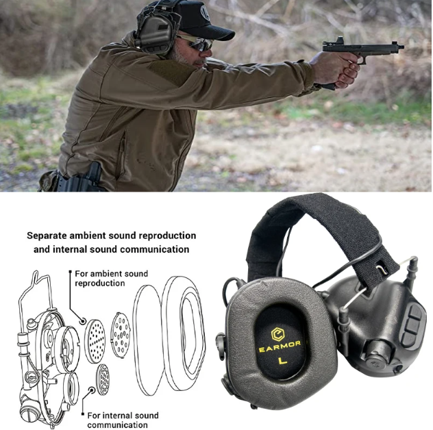 EARMOR M31 MOD4 Cache-Oreilles Électroniques de Tir avec Amplification de Son et Sécurité en Chasse