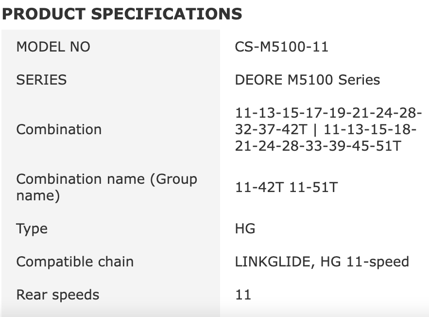 Shimano Deore CS M5100 11 vitesses cassette VTT 11-51T Gamme de pignons de précision pour montée et descente en sentier