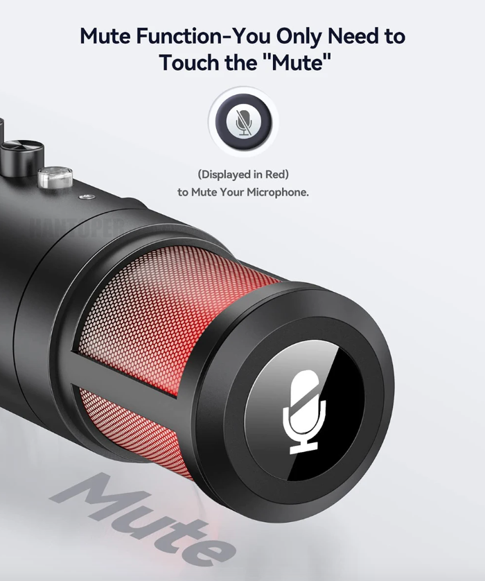 MU900PRO Microphone USB RGB pour Streaming avec éclairage RGB dynamique et diagramme polaire cardioïde pour une qualité sonore élevée