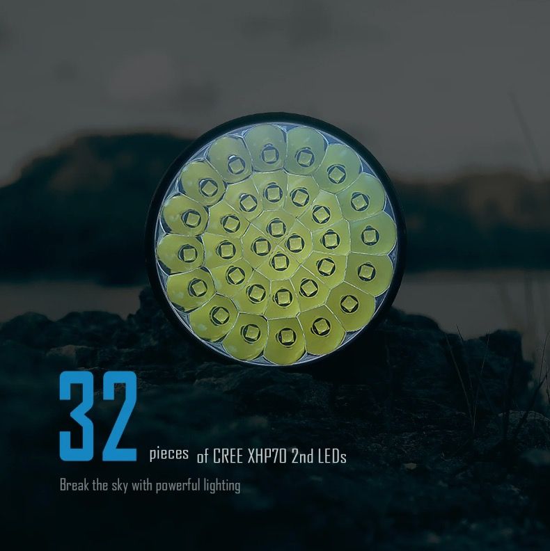 IMALENT MS32 Lampe torche LED haute puissance de 200 000 lumens avec multiples modes d'éclairage pour aventures en plein air