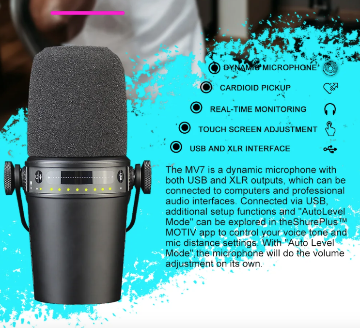 Découvrez le MV7 Microphone Dynamique Professionnel idéal pour Podcast et Enregistrement Vocal Son de Haute Qualité