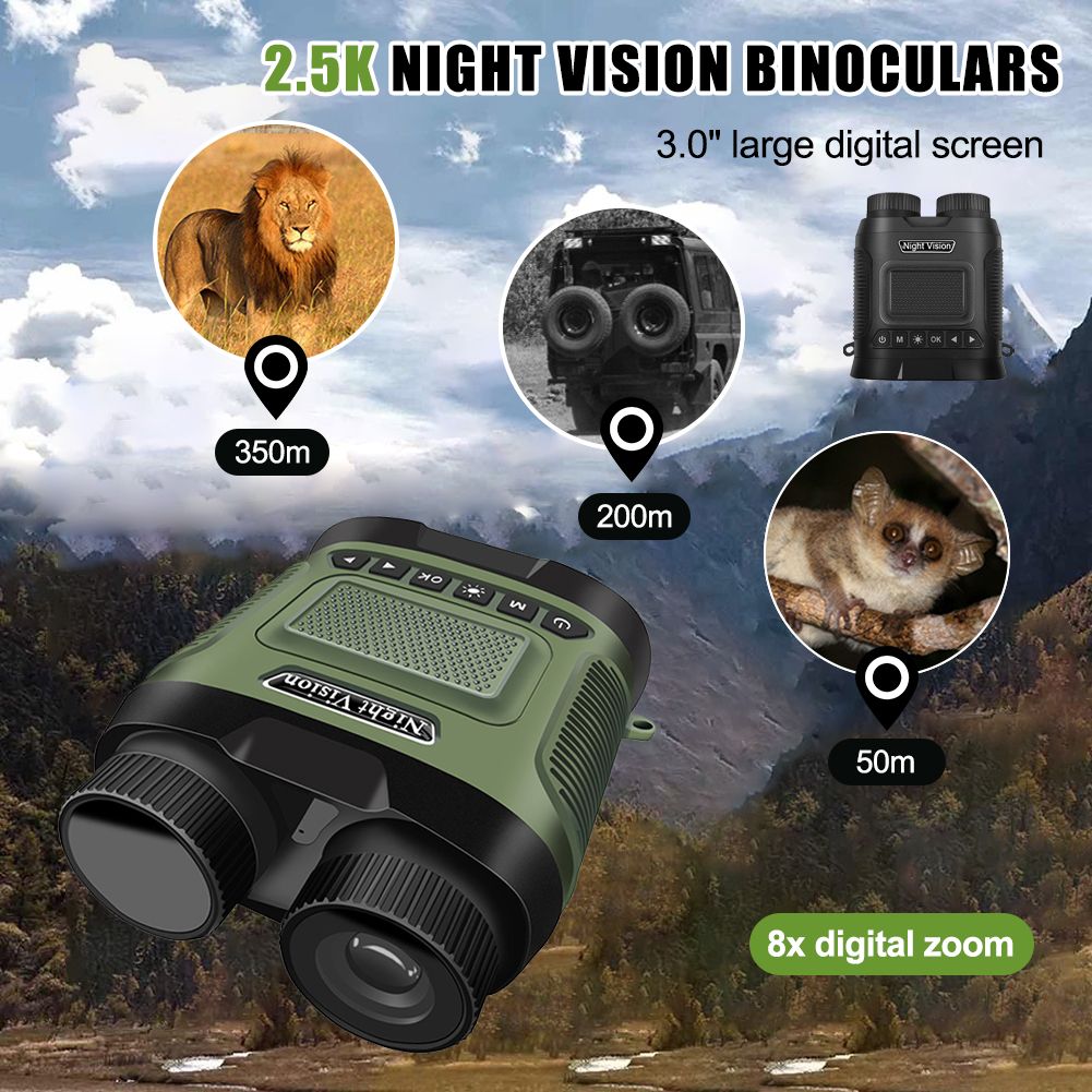Jumelles DT29 Vision Nocturne 1080P HD 850nm Infrarouge Zoom Numérique 8X Pour Chasse Extérieur Jour Nuit