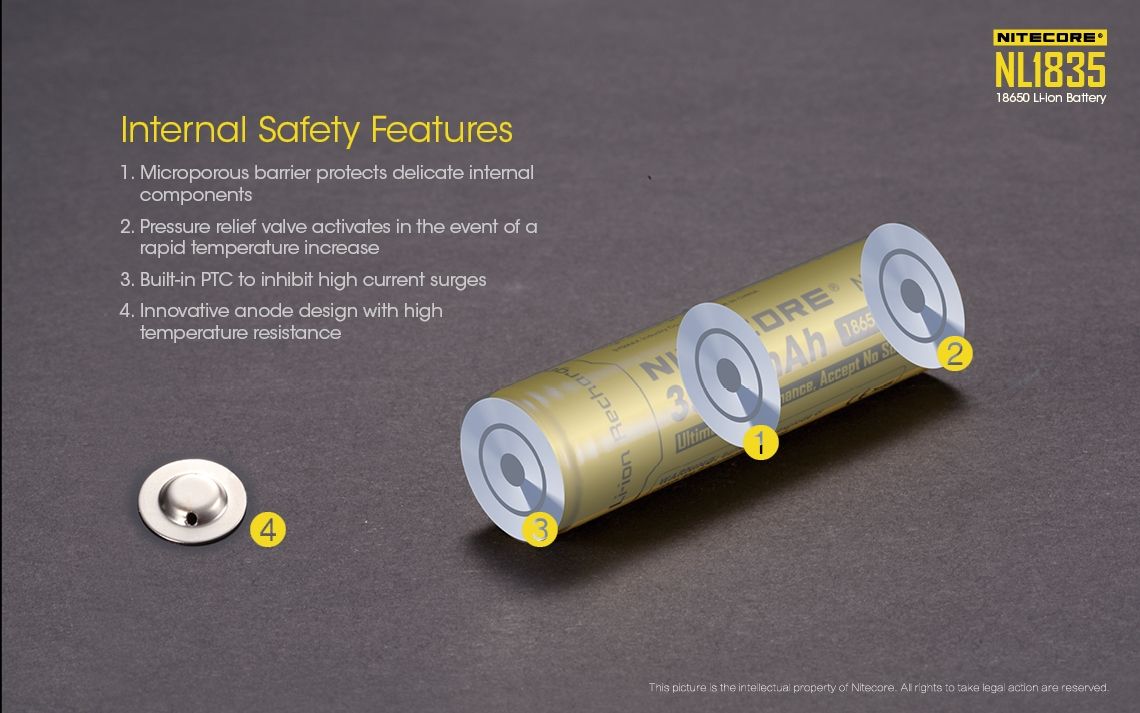 Batterie Li-ion rechargeable Nitecore 18650 NL1835 3500mAh pour une puissance durable et des performances fiables