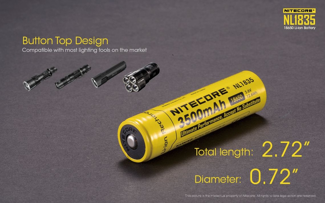 Batterie Li-ion rechargeable Nitecore 18650 NL1835 3500mAh pour une puissance durable et des performances fiables