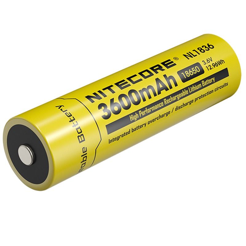 Pile Nitecore 18650 NL1836 rechargeable Li-ion 3600mAh, haute capacité, protection intelligente