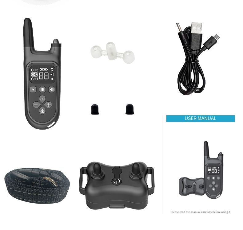 Collier de dressage électrique pour chien 800m, étanche, avec écran LCD, niveaux réglables humains, rechargeable.