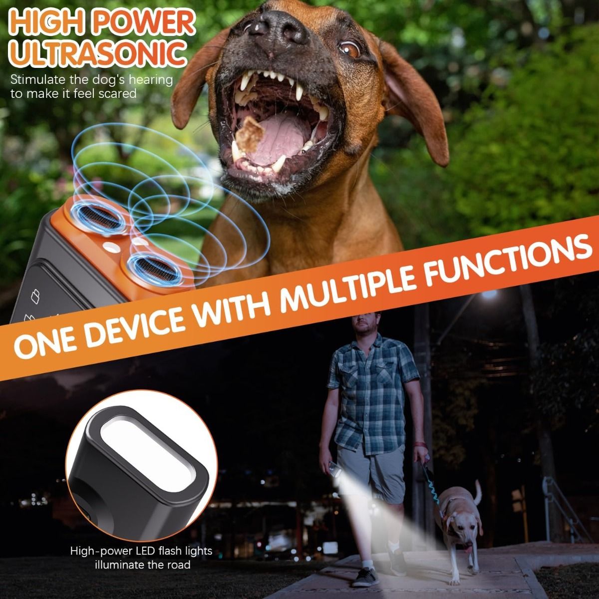 Bark Guard Dispositif anti-aboiement pour chiens, appareils dissuasifs contre les aboiements peuvent arrêter les mauvais comportements avec écran HD et lampe de poche LED