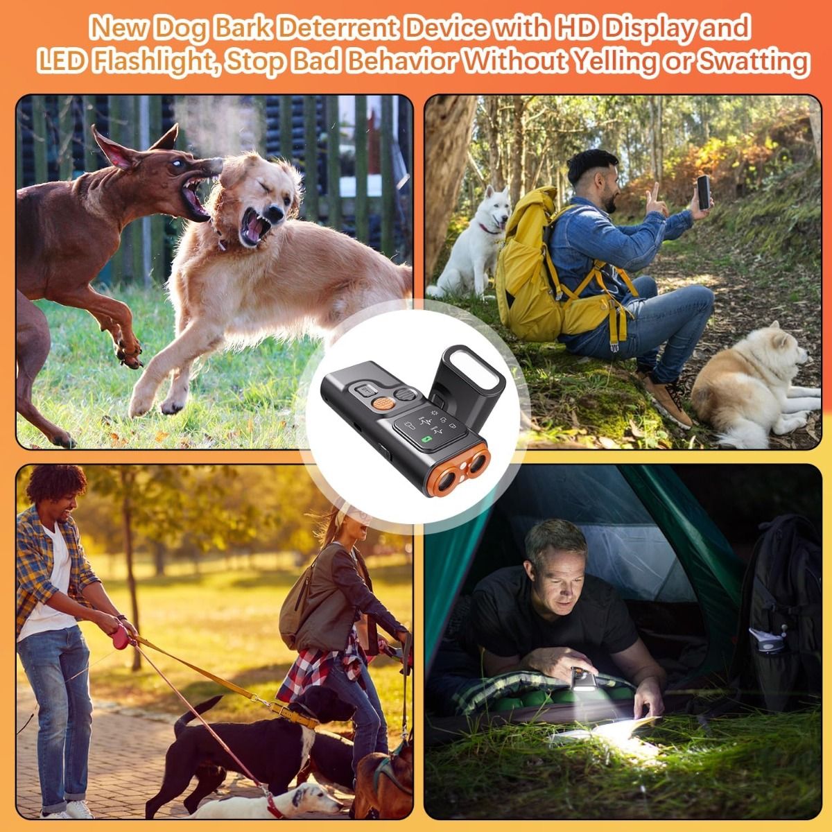 Bark Guard Dispositif anti-aboiement pour chiens, appareils dissuasifs contre les aboiements peuvent arrêter les mauvais comportements avec écran HD et lampe de poche LED