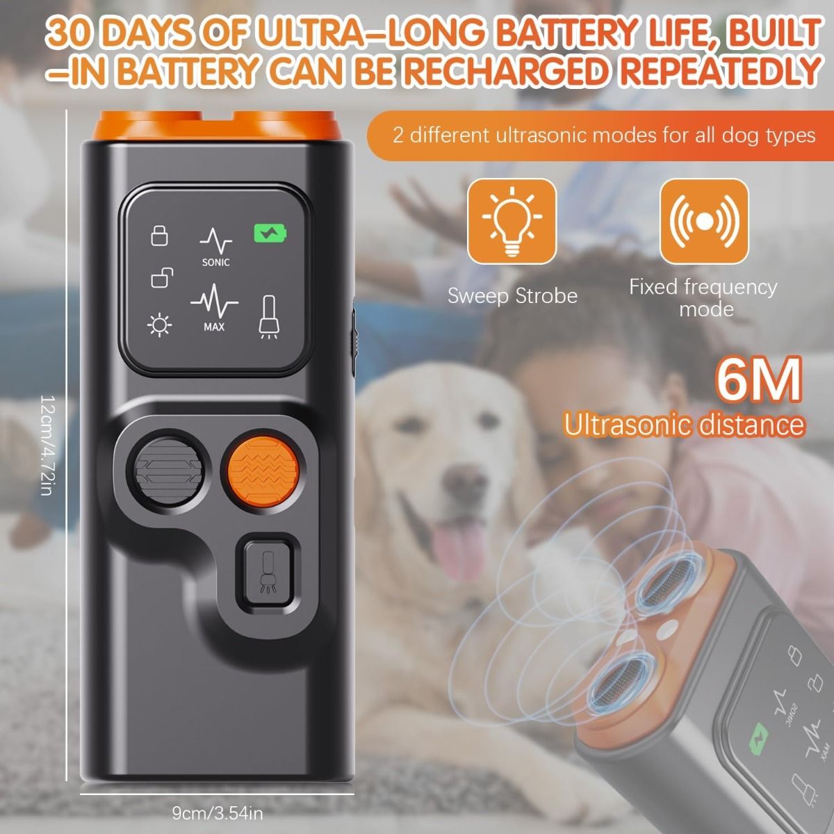 Bark Guard Dispositif anti-aboiement pour chiens, appareils dissuasifs contre les aboiements peuvent arrêter les mauvais comportements avec écran HD et lampe de poche LED