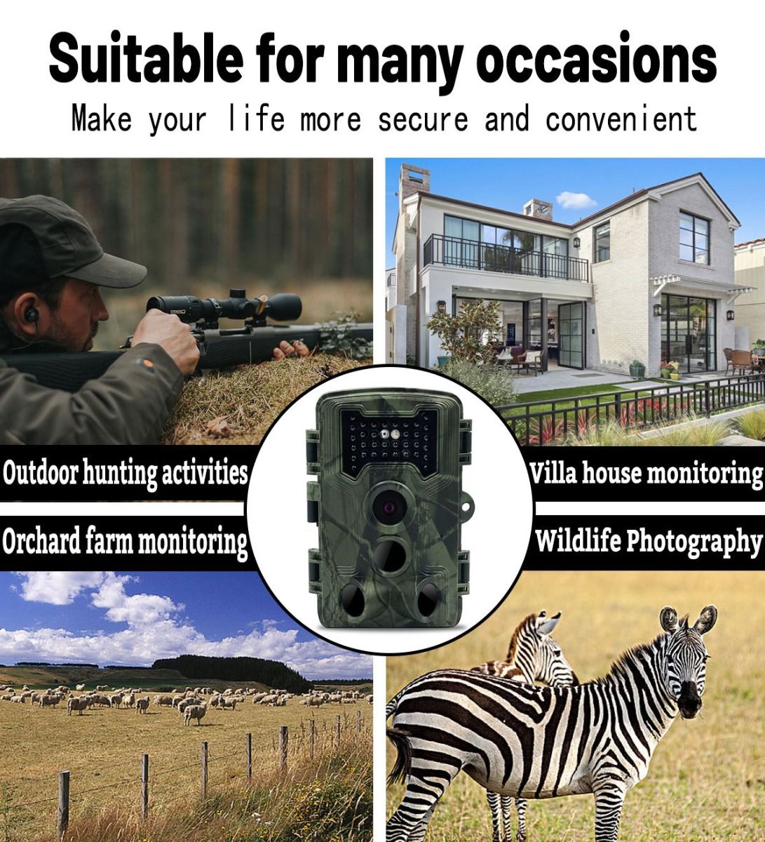 PR1000 Caméra de chasse 36MP HD Surveillance de la faune avec vision nocturne infrarouge Photographie extérieure avancée