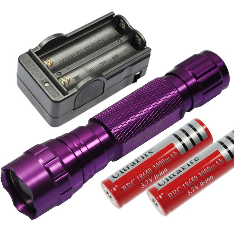 Lampe de poche LED UltraFire 501B multicolore, 1300 lumens, 5 modes, rechargeable, lumière tactique extérieure, équipement de camping.