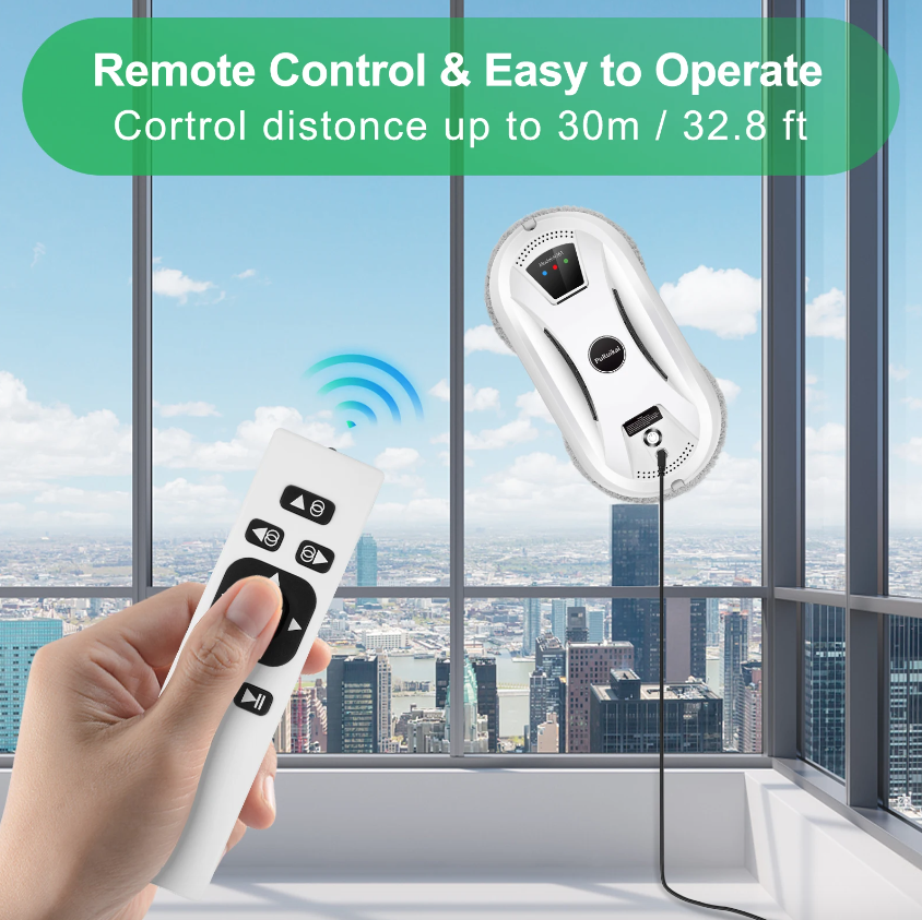 PuRuiKai Robot nettoyeur de vitres domestique intelligent, aspirateur pour vitres, essuyage imitatif intelligent à une touche pour grande hauteur