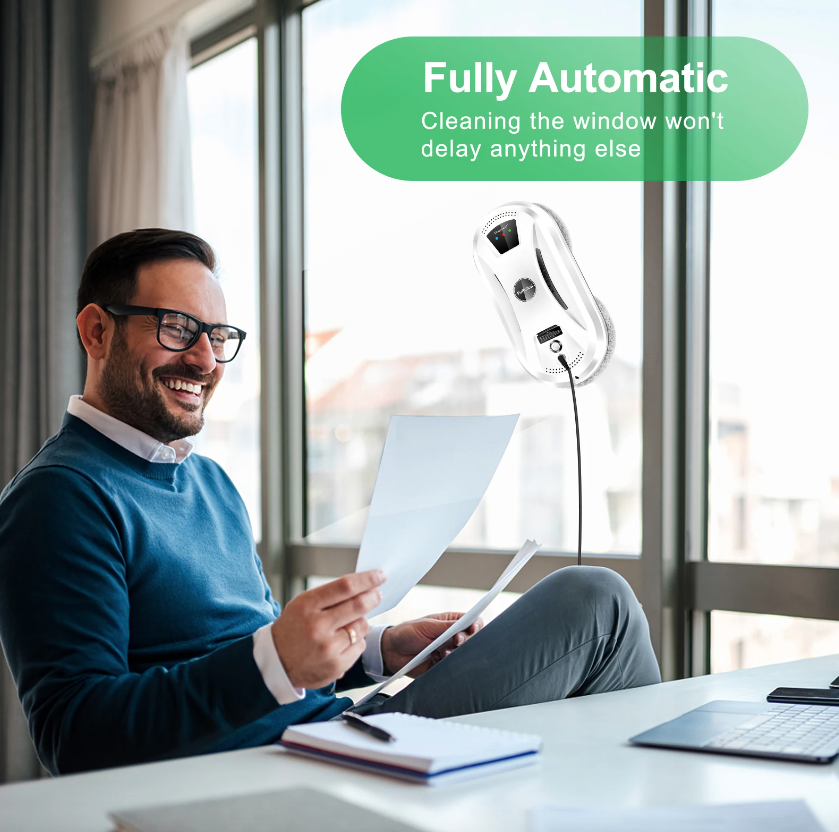 PuRuiKai Robot nettoyeur de vitres domestique intelligent, aspirateur pour vitres, essuyage imitatif intelligent à une touche pour grande hauteur
