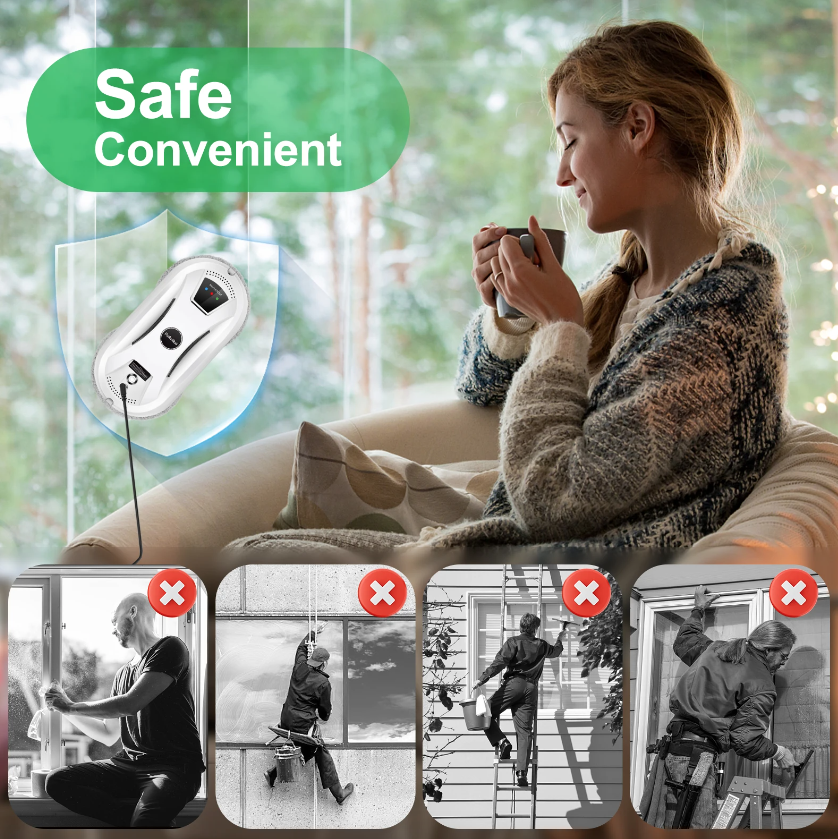 PuRuiKai Robot nettoyeur de vitres domestique intelligent, aspirateur pour vitres, essuyage imitatif intelligent à une touche pour grande hauteur