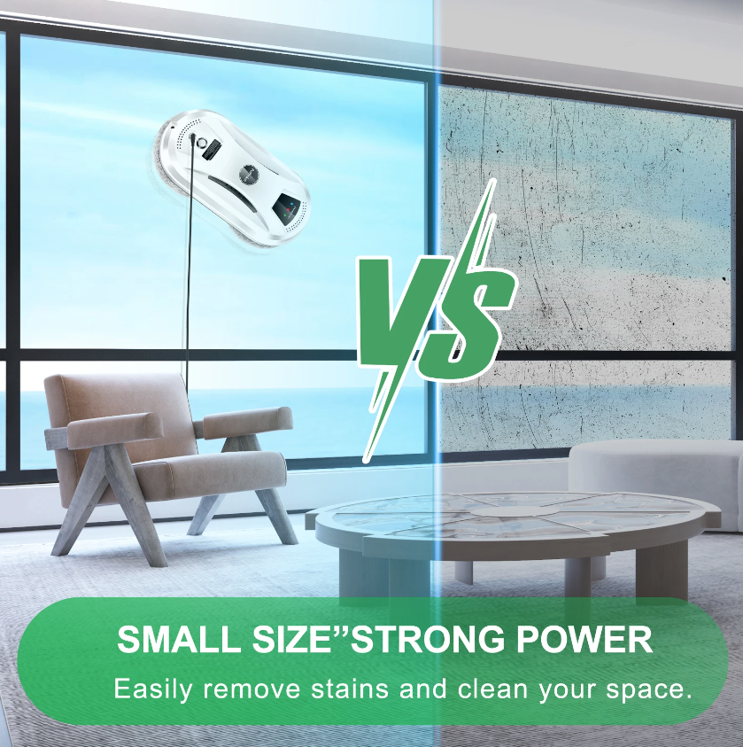 PuRuiKai Robot nettoyeur de vitres domestique intelligent, aspirateur pour vitres, essuyage imitatif intelligent à une touche pour grande hauteur