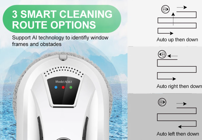 PuRuiKai Robot nettoyeur de vitres domestique intelligent, aspirateur pour vitres, essuyage imitatif intelligent à une touche pour grande hauteur