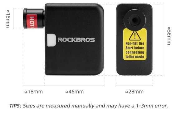 ROCKBROS Mini pompe à air électrique portable 100PSI rechargeable durable gonfleur de pneus pour vélo moto voiture