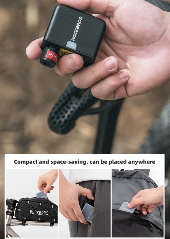 ROCKBROS Mini pompe à air électrique portable 100PSI rechargeable durable gonfleur de pneus pour vélo moto voiture