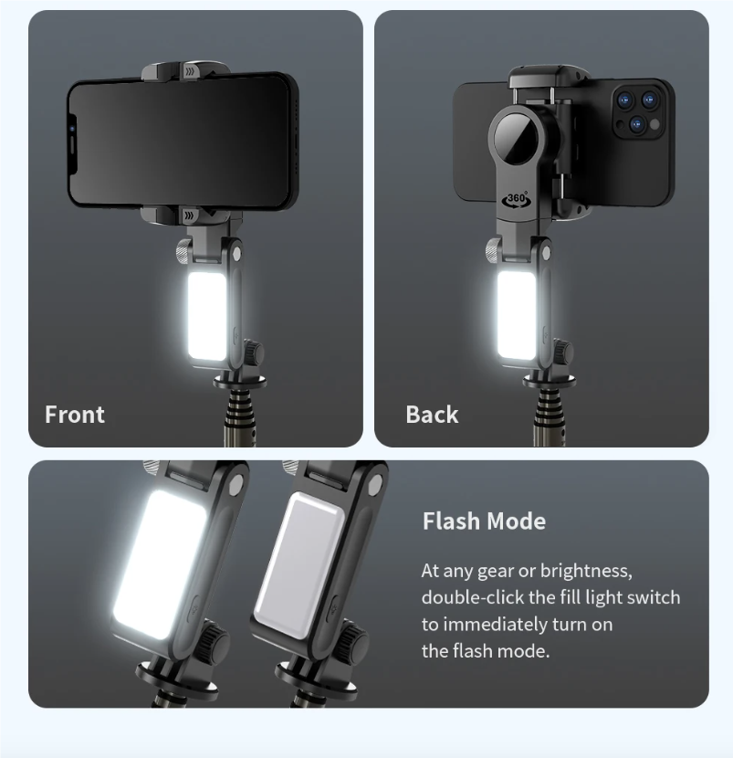 Perche à selfie Q18 avec rotation à 360° et stabilisateur de cardan à suivi intelligent pour une photographie mobile stable