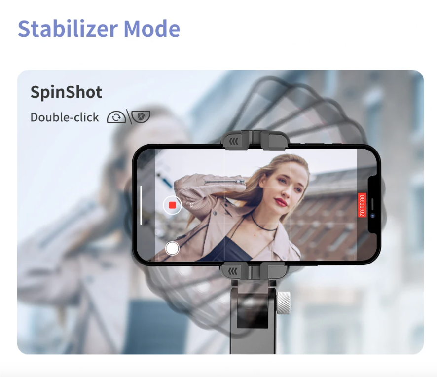 Perche à selfie Q18 avec rotation à 360° et stabilisateur de cardan à suivi intelligent pour une photographie mobile stable