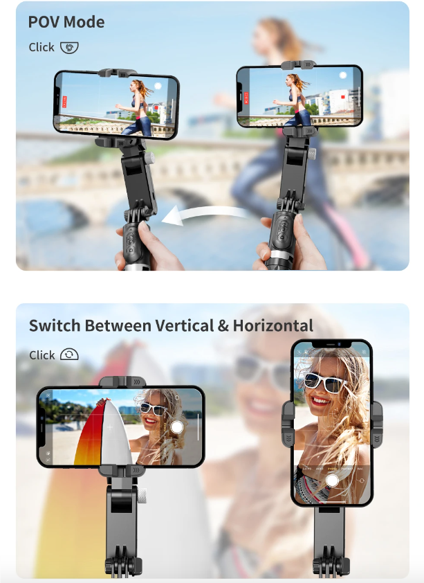 Perche à selfie Q18 avec rotation à 360° et stabilisateur de cardan à suivi intelligent pour une photographie mobile stable