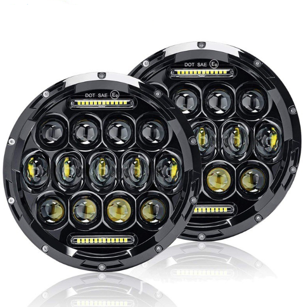 Phare moto LED 7 pouces Harley Jeep Wrangler 75W aluminium moulé étanche IP67 faisceau DRL lumière blanche 6000K