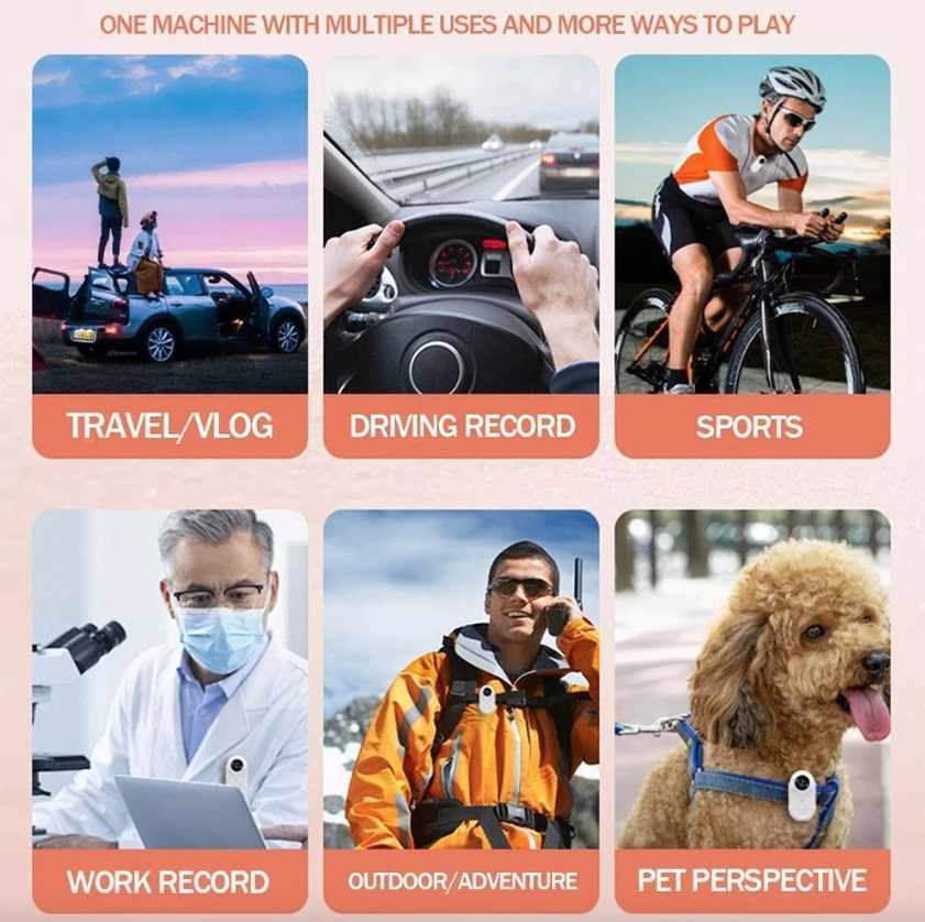 Caméra pouce WiFi HD Enregistreur sportif Caméra sport Enregistreur vidéo pour moto Caméra pour animal de compagnie