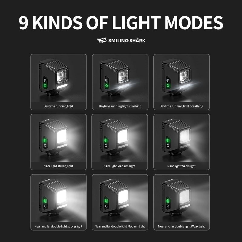 SMILING SHARK EVO1700 Phare de vélo LED rechargeable USB-C étanche multi-modes