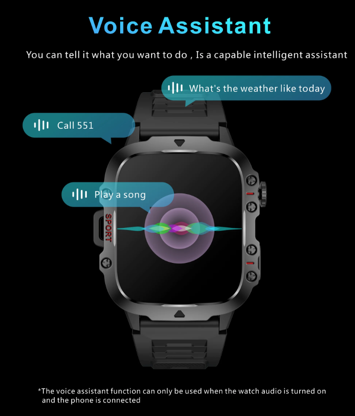 QX11 Smart Watch Homme IP68 5ATM Sports Extérieur Fitness Tracker Moniteur de Santé 1.96" Appel BT Smartwatch