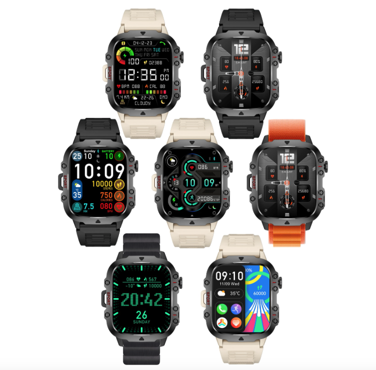 QX11 Smart Watch Homme IP68 5ATM Sports Extérieur Fitness Tracker Moniteur de Santé 1.96" Appel BT Smartwatch