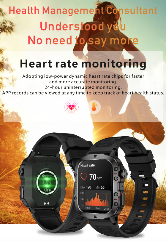 QX11 Smart Watch Homme IP68 5ATM Sports Extérieur Fitness Tracker Moniteur de Santé 1.96" Appel BT Smartwatch