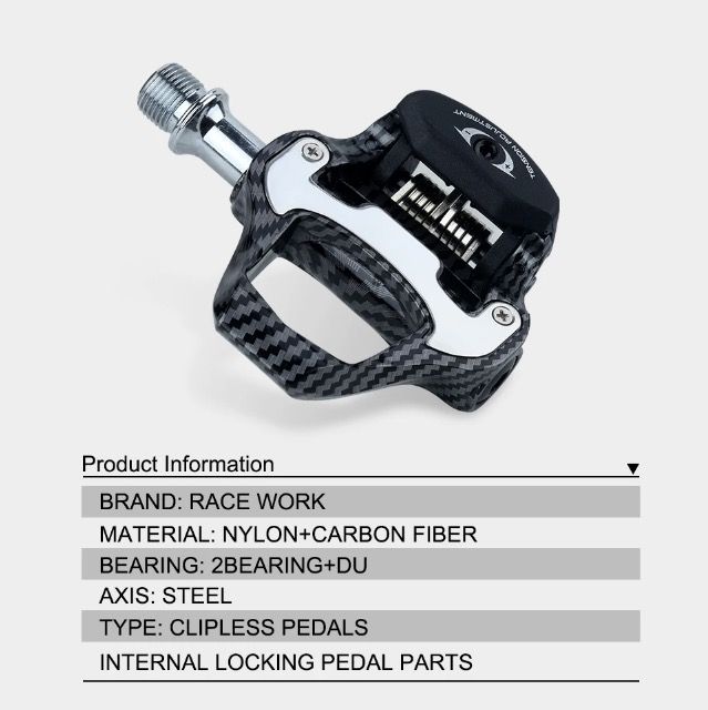 RACEWORK pédale de vélo ultra-légère fibre de carbone compatible SPD Keo passionnés de cyclisme haute performance