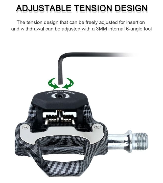 RACEWORK pédale de vélo ultra-légère fibre de carbone compatible SPD Keo passionnés de cyclisme haute performance